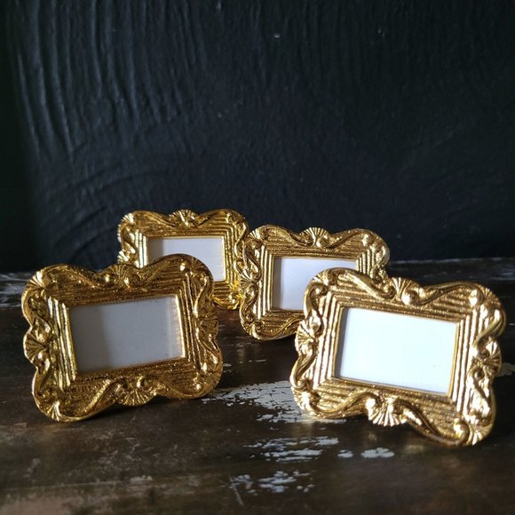 Set of Four Ornate Gold Picture Frame Napkin Rings, Hostess Gift, Housewarming - Picture 1 of 5